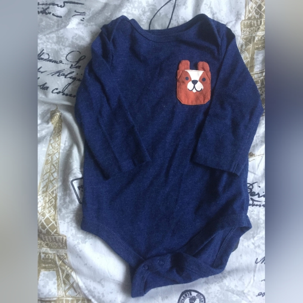 'Puppy Pocket' Long Sleeve Onesie